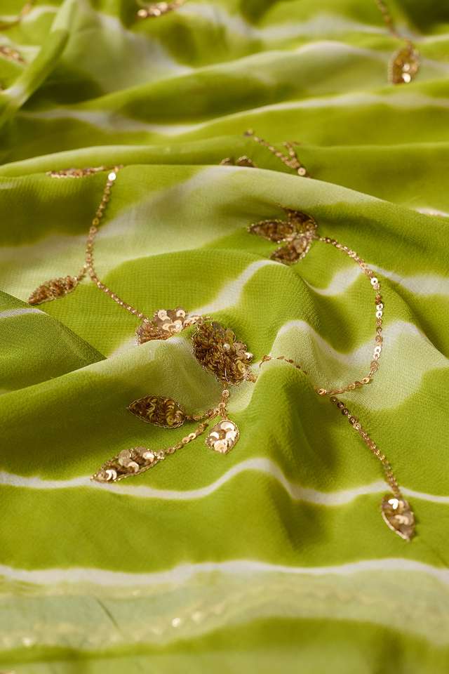 Green Embroidered Viscose Chiffon Saree thumbnail image number null