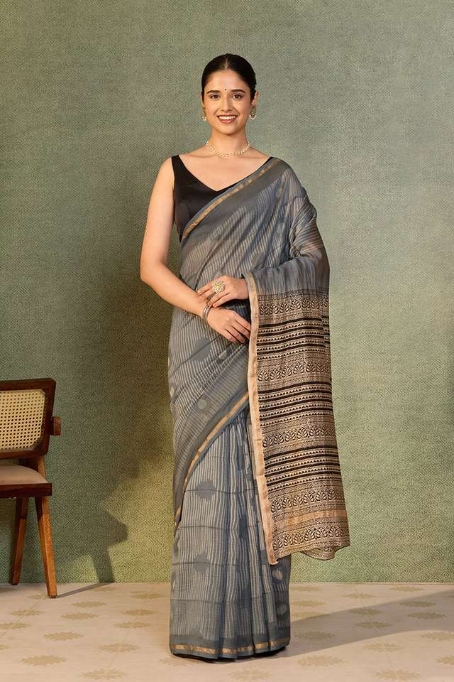 Blue Rajasthan Pure Silk Cotton Tie and Dye Shibori Saree image number