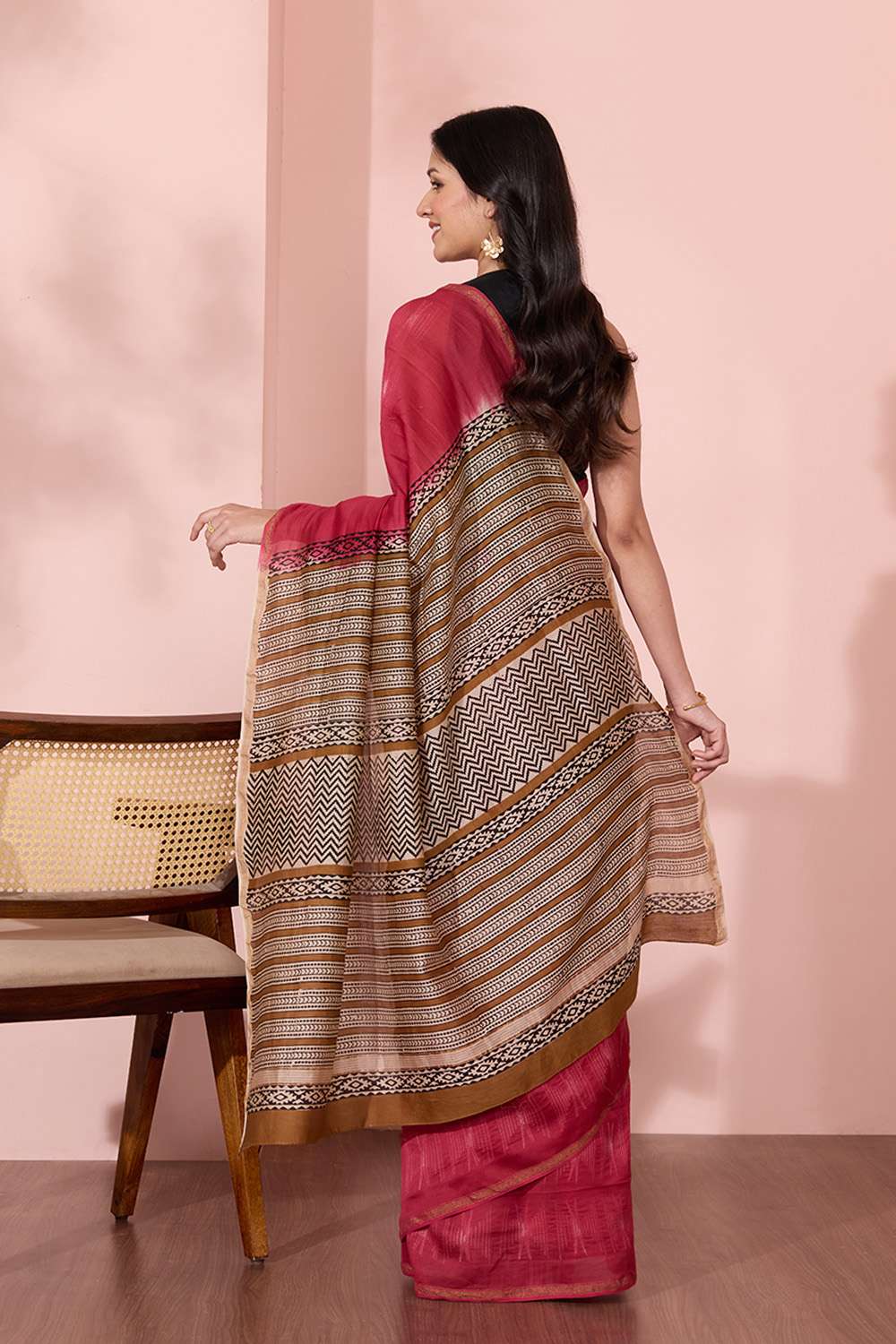 Red Rajasthan Pure Silk Cotton Tie and Dye Shibori Saree image number null