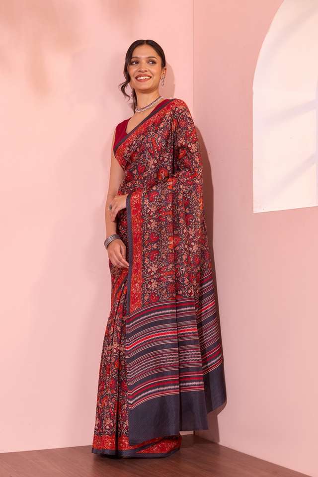 Black  Screen Printed  Pure Silk Saree thumbnail image number null