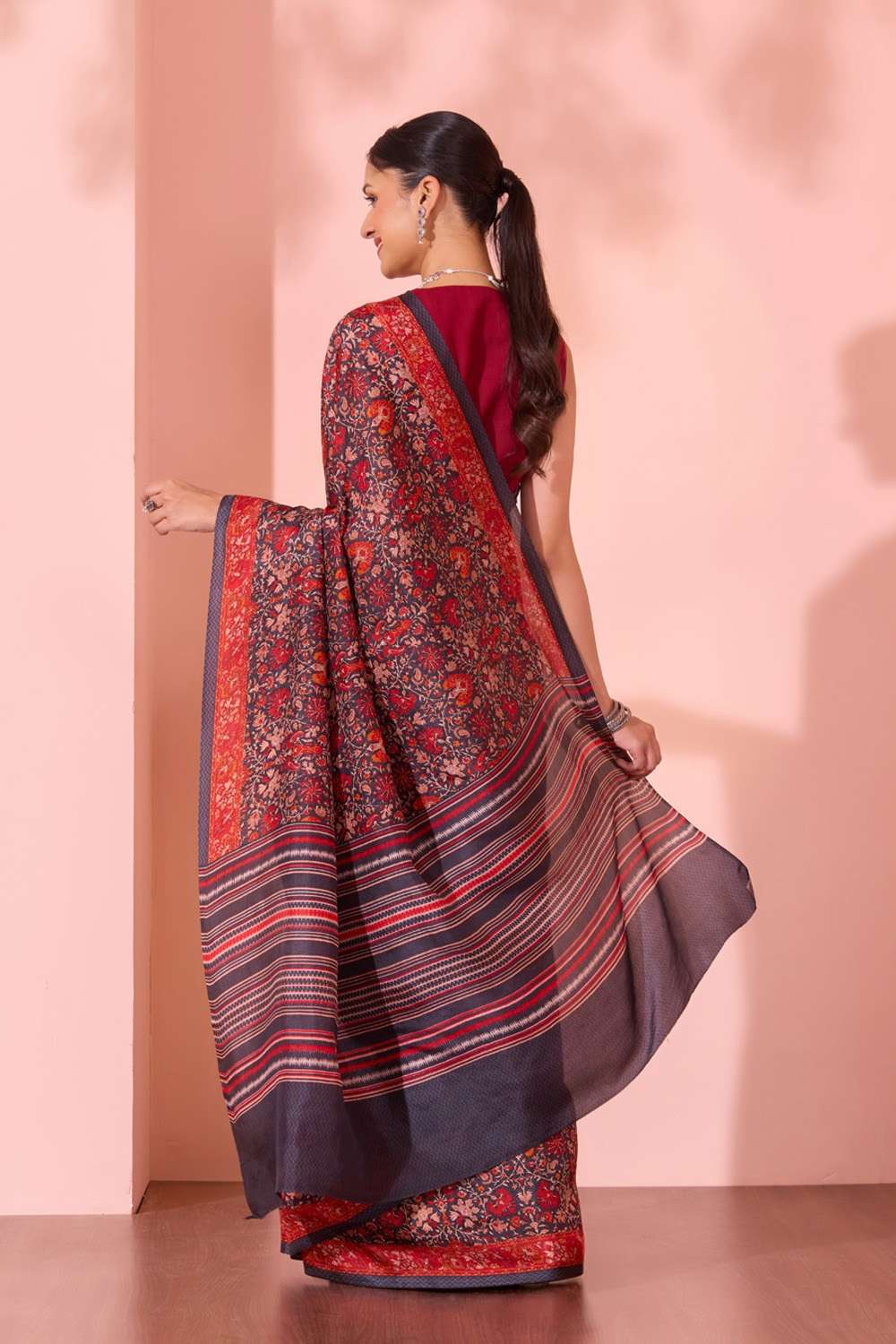Black  Screen Printed  Pure Silk Saree image number null