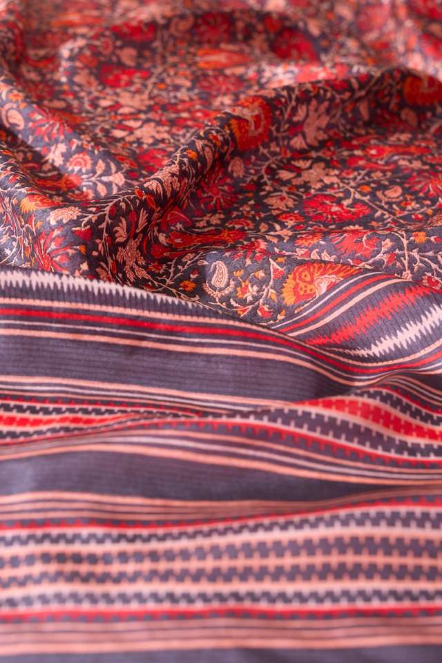 Black  Screen Printed  Pure Silk Saree thumbnail image number null