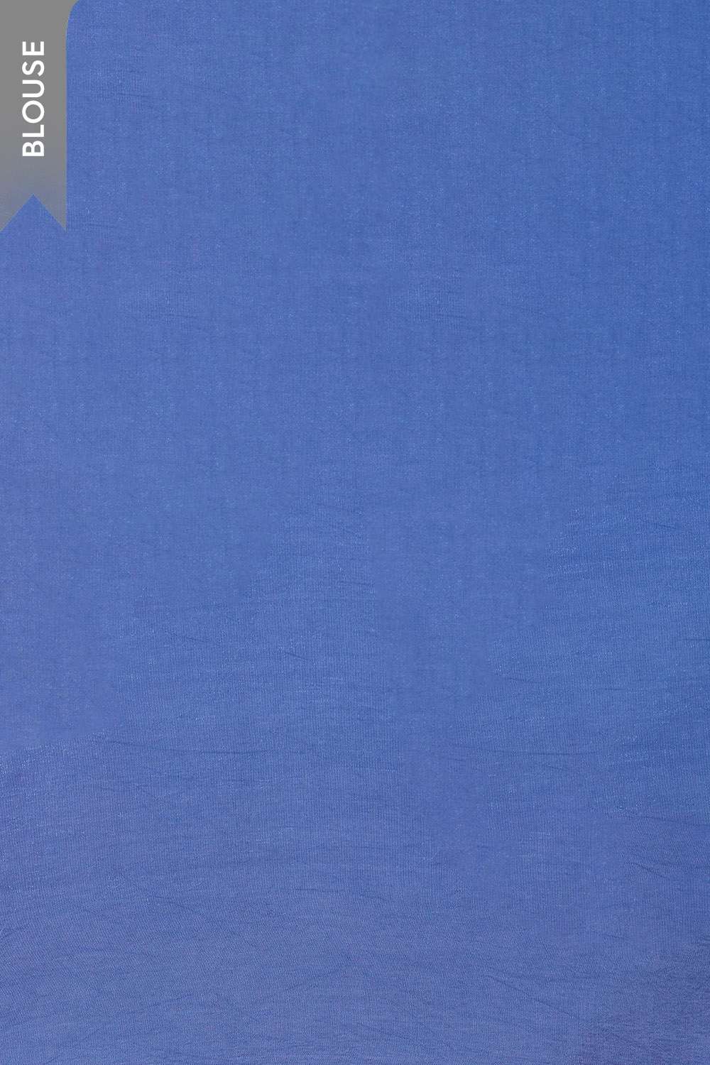 Blue Screen Printed Viscose Organza Saree image number null