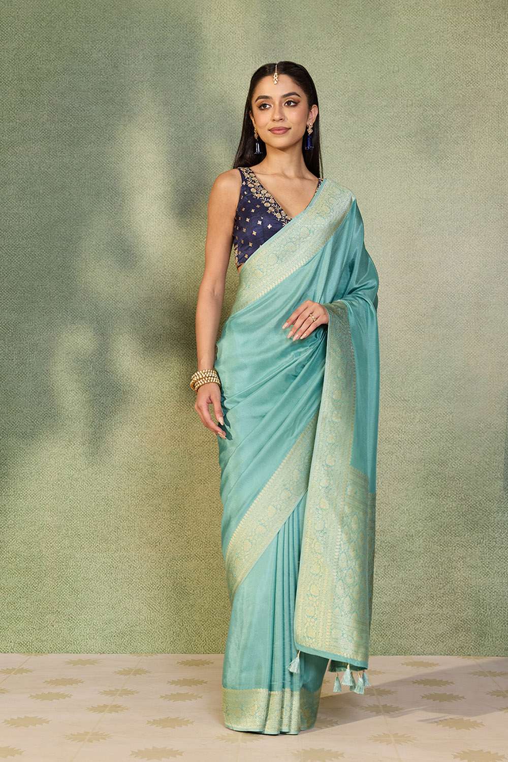 Light Blue Woven Design Pure Viscose Saree image number null