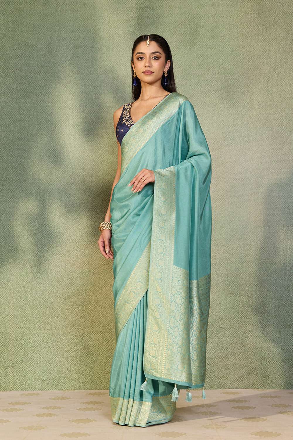 Light Blue Woven Design Pure Viscose Saree image number null