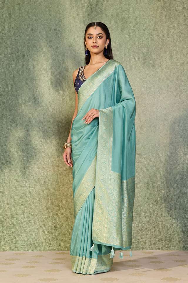 Light Blue Woven Design Pure Viscose Saree thumbnail image number null