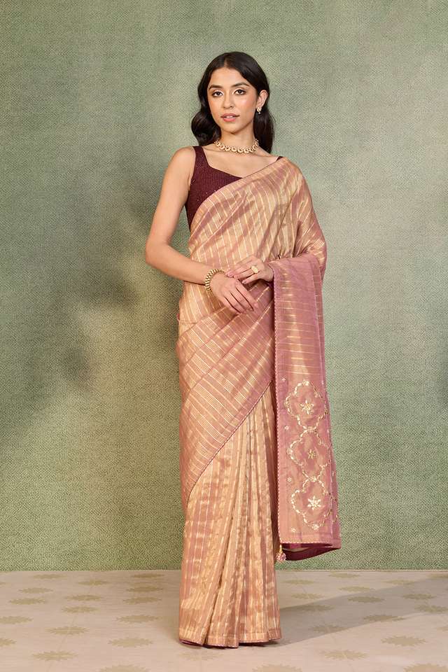 Pink Viscose Tissue Gota Patti Saree image number
