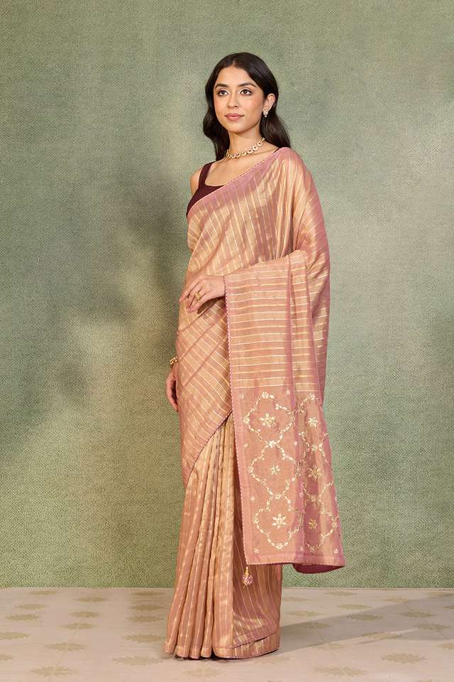 Pink Viscose Tissue Gota Patti Saree thumbnail image number null