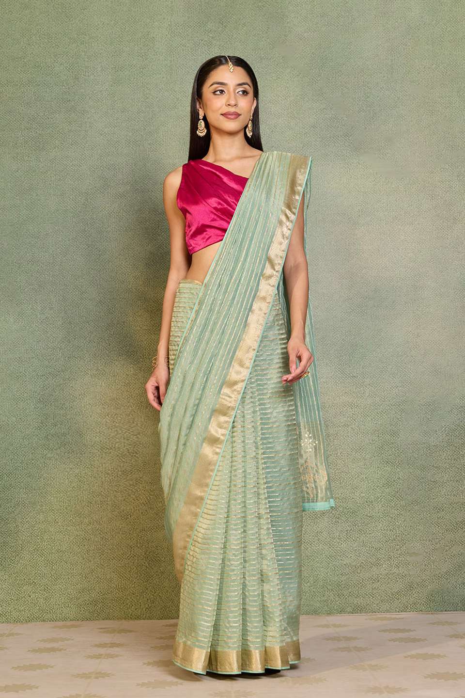 Light Blue Pure Viscose Gota Patti Saree