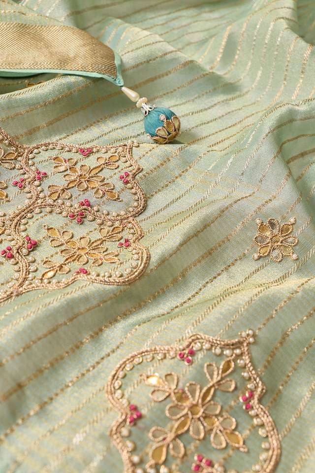 Light Blue Pure Viscose Gota Patti Saree thumbnail image number null