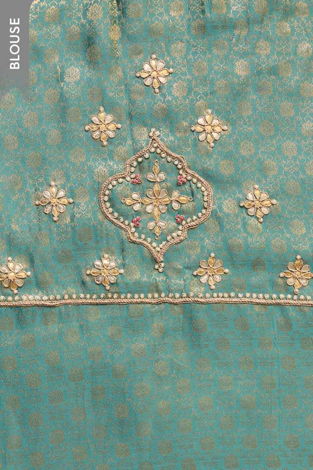 Light Blue Pure Viscose Gota Patti Saree thumbnail image number null