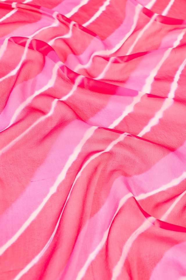 Pink Rajasthan Pure Silk Georgette Tie and Dye Leheriya Saree thumbnail image number null
