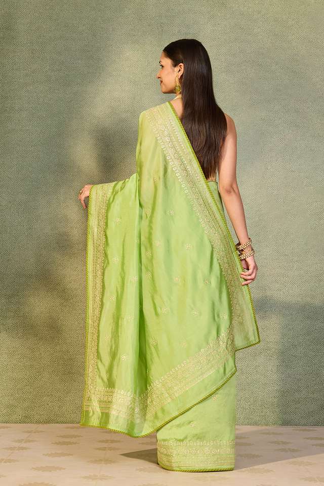 Green Embroidered Silk Viscose Saree thumbnail image number null