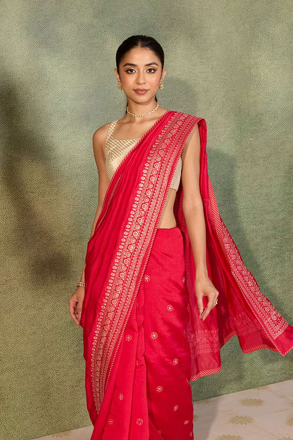 Dark Pink Embroidered Silk Viscose Saree image number null