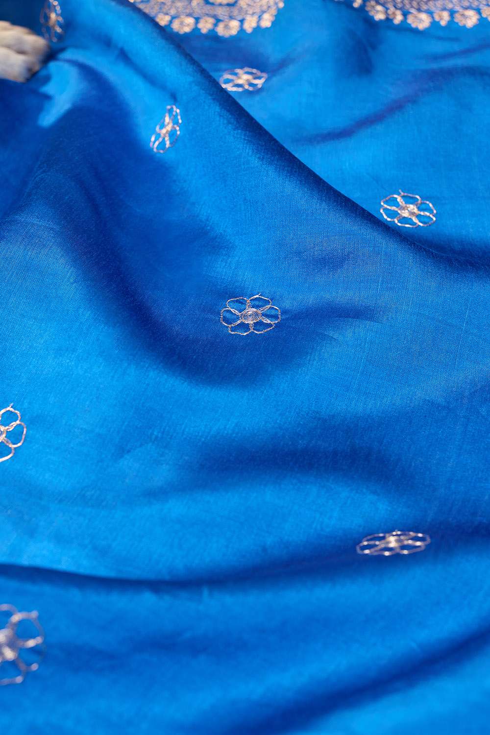 Blue Embroidered Silk Viscose Saree image number null