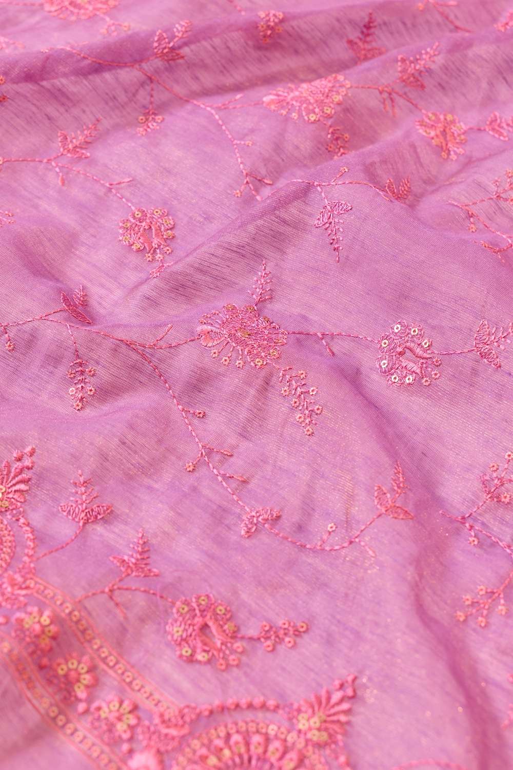 Light Violet  Tissue Lyocell Linen Embroidered Saree image number null