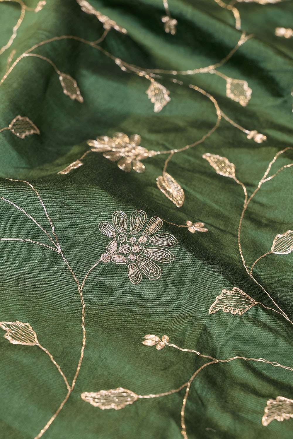 Dark Green Embroidered Silk Viscose Saree image number null