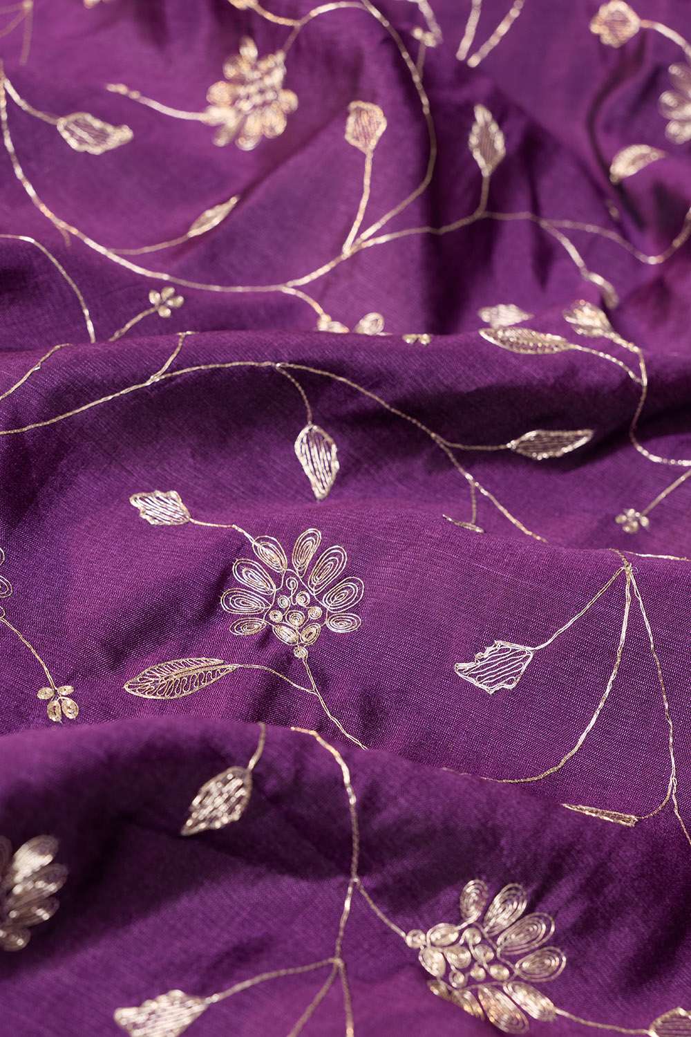 Dark Violet Embroidered Silk Viscose Saree image number null