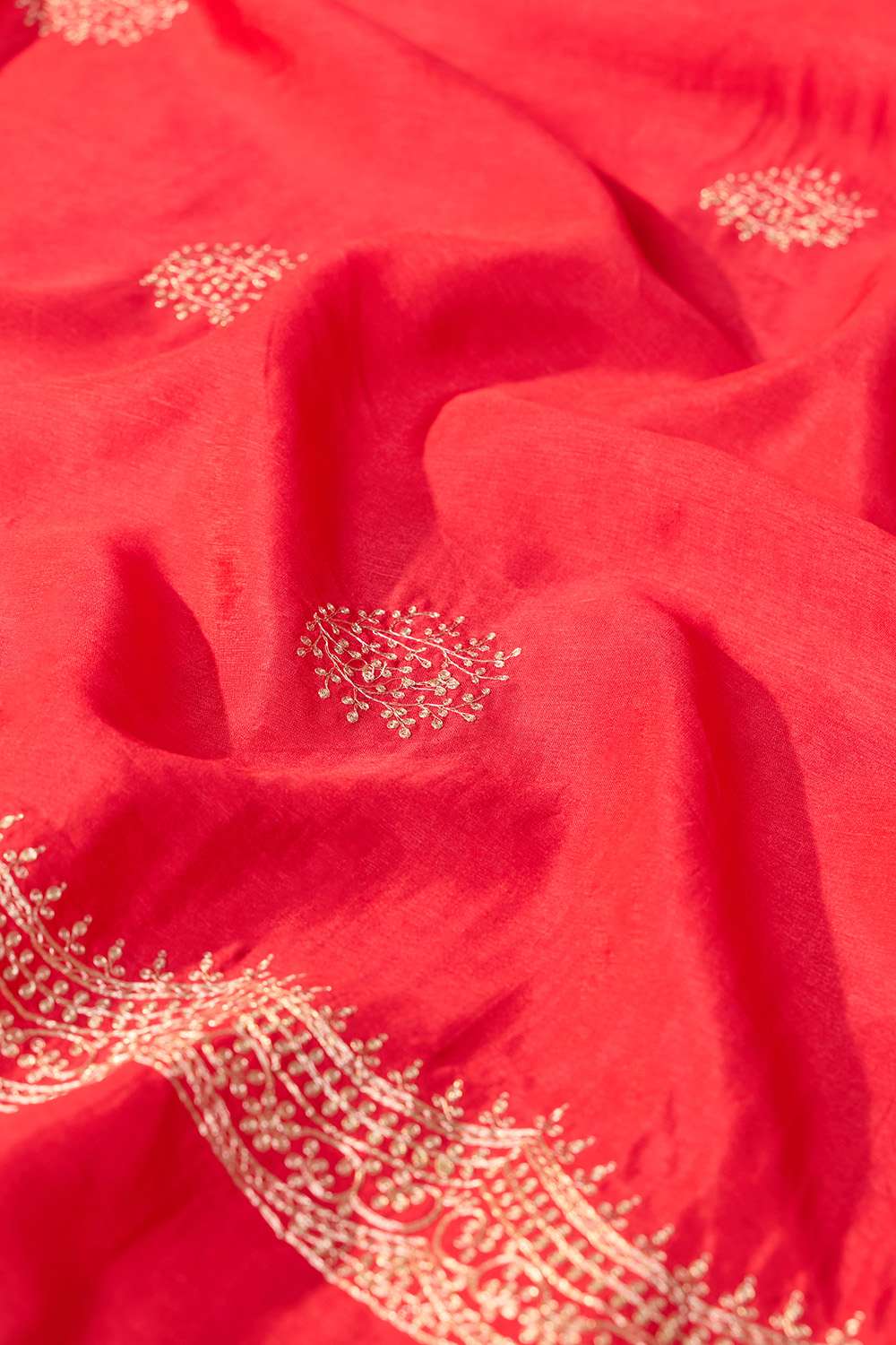 Red Embroidered Silk Viscose Saree image number null