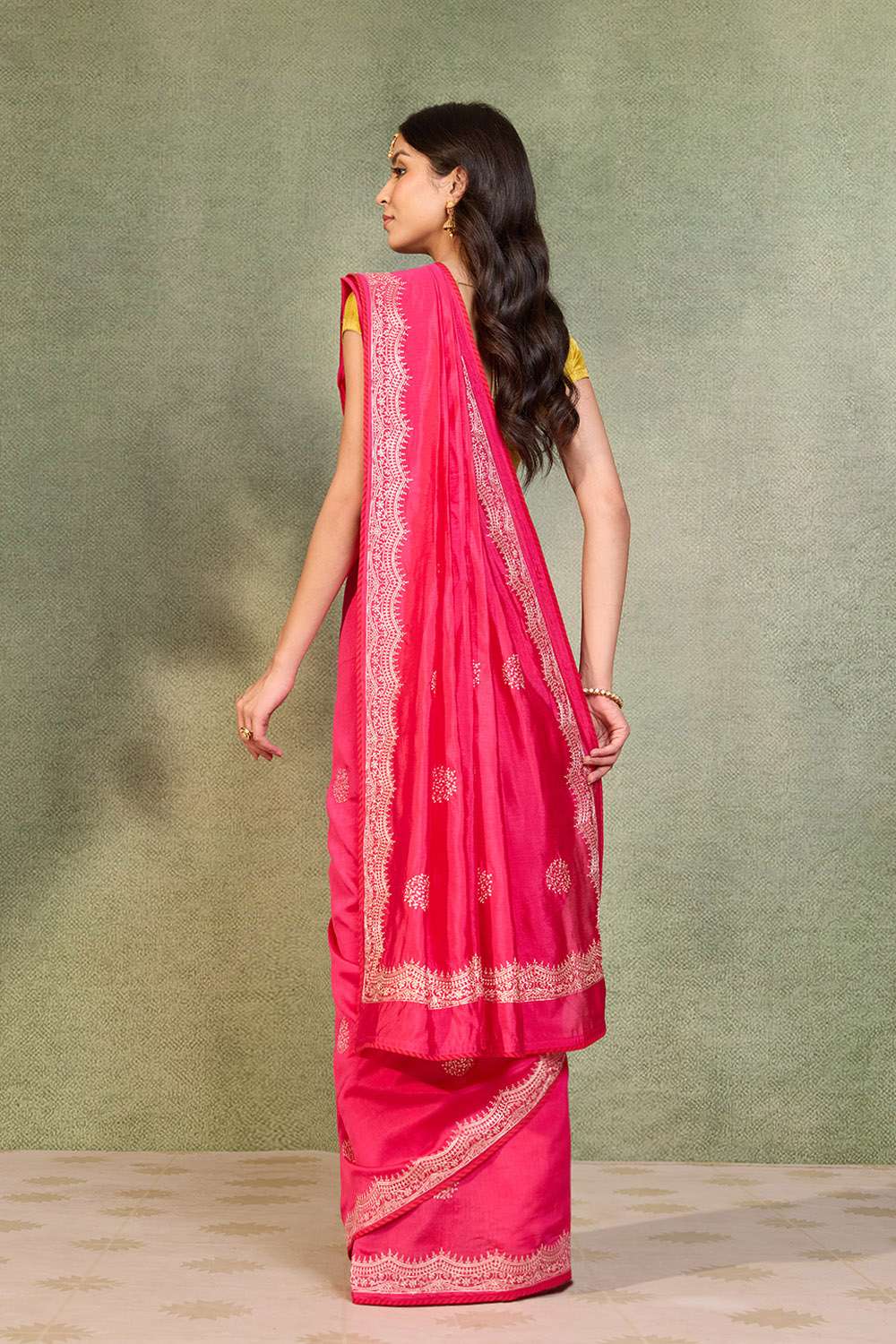 Pink Embroidered Silk Viscose Saree image number null