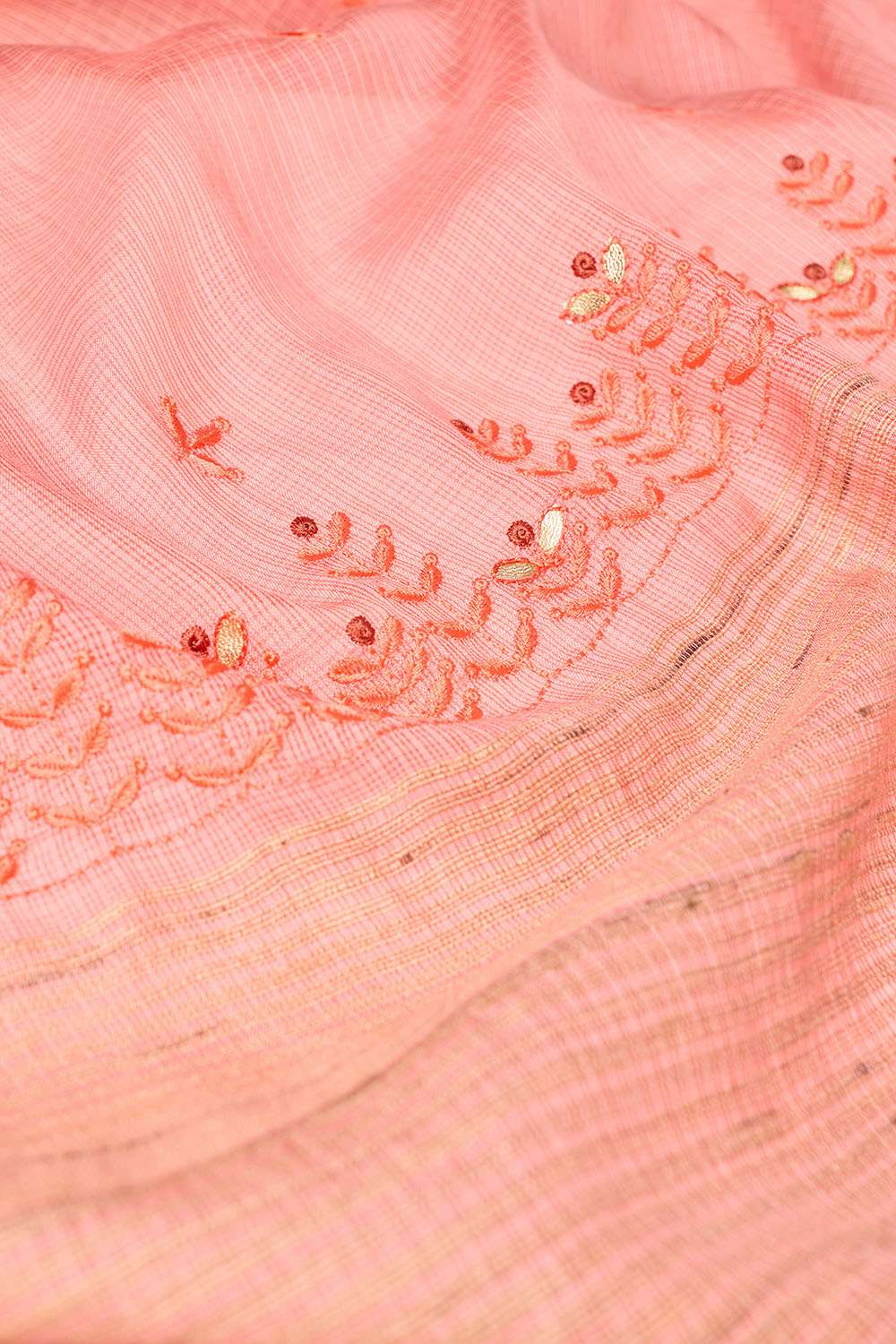 Light Orange Silk Viscose Embroidered Saree image number null