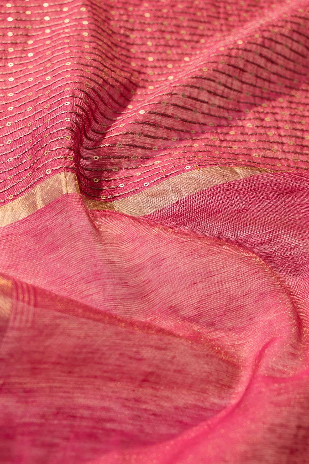 Dark Pink Tissue Lyocell Linen Embroidered Saree image number null