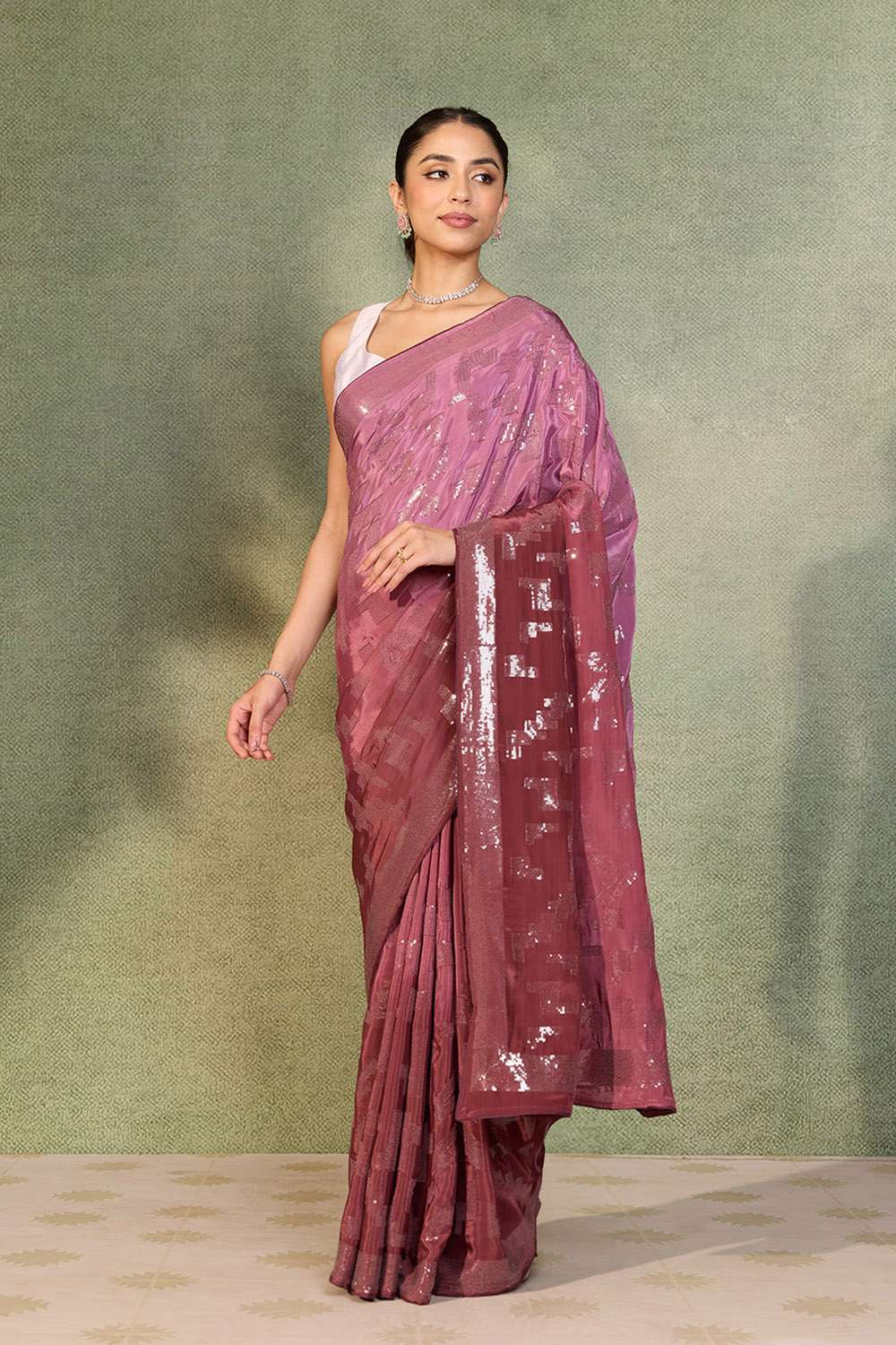 Purple Embroidered Viscose Crepe Saree image number null