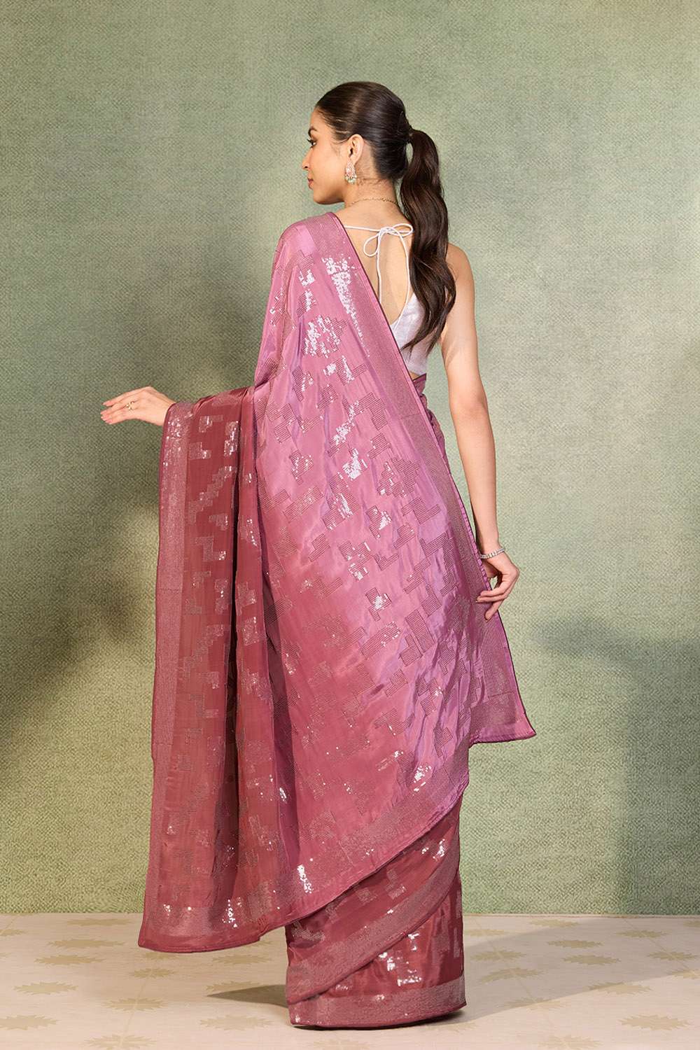 Purple Embroidered Viscose Crepe Saree image number null