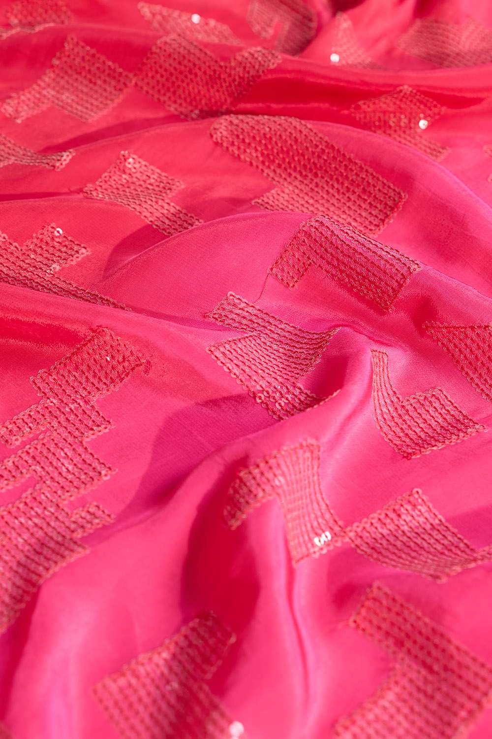 Dark Pink Embroidered Viscose Crepe Saree image number null