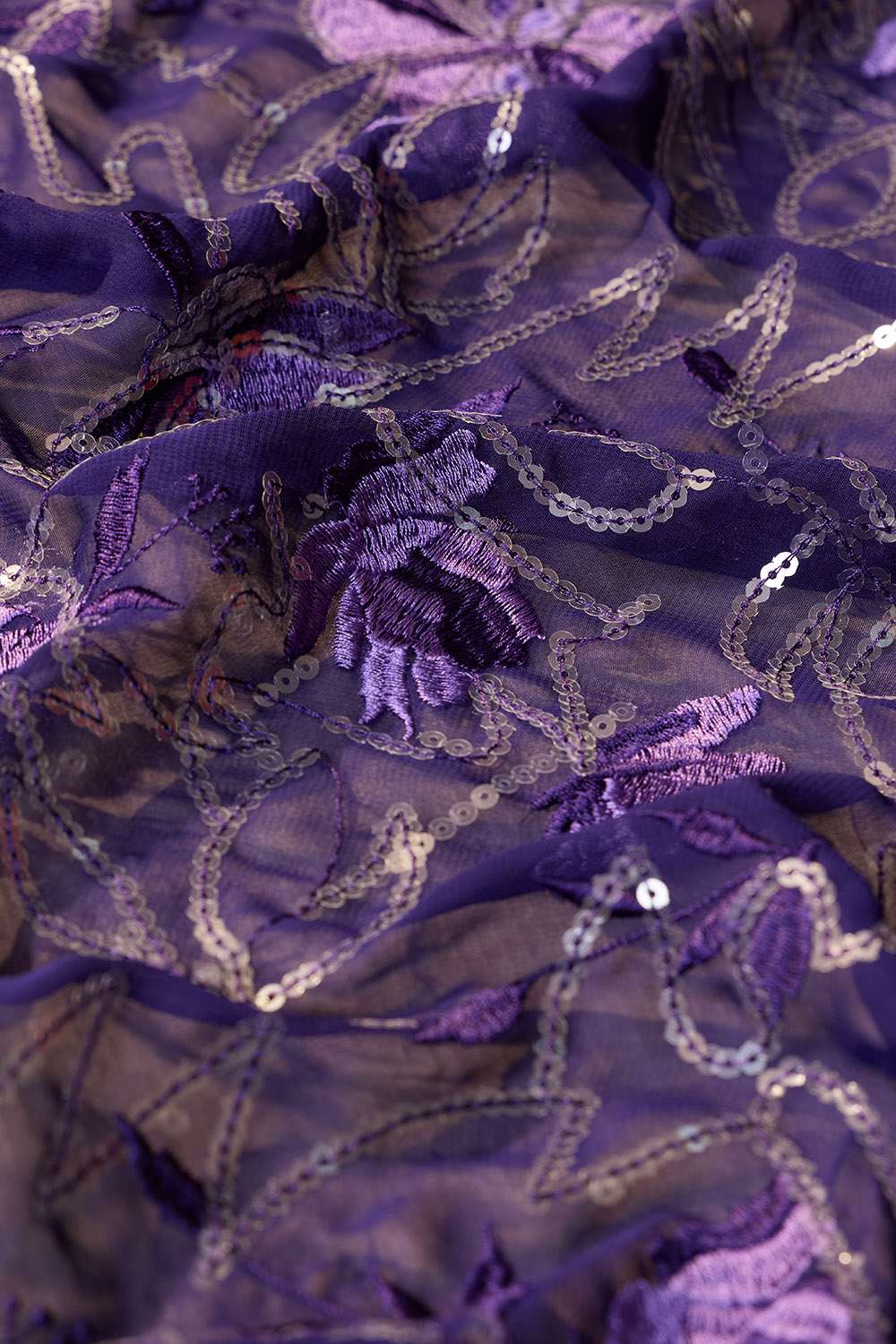 Dark Violet Viscose Georgette Embroidered Saree image number null