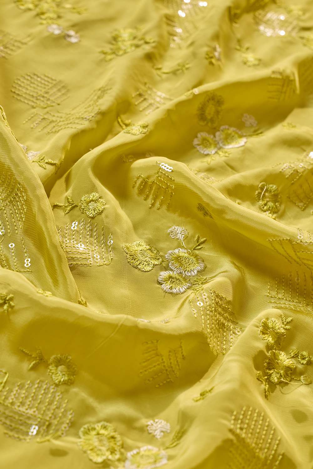 Light Green Embroidered Viscose Georgette Saree image number null