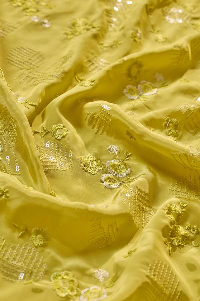 Light Green Embroidered Viscose Georgette Saree thumbnail image number null
