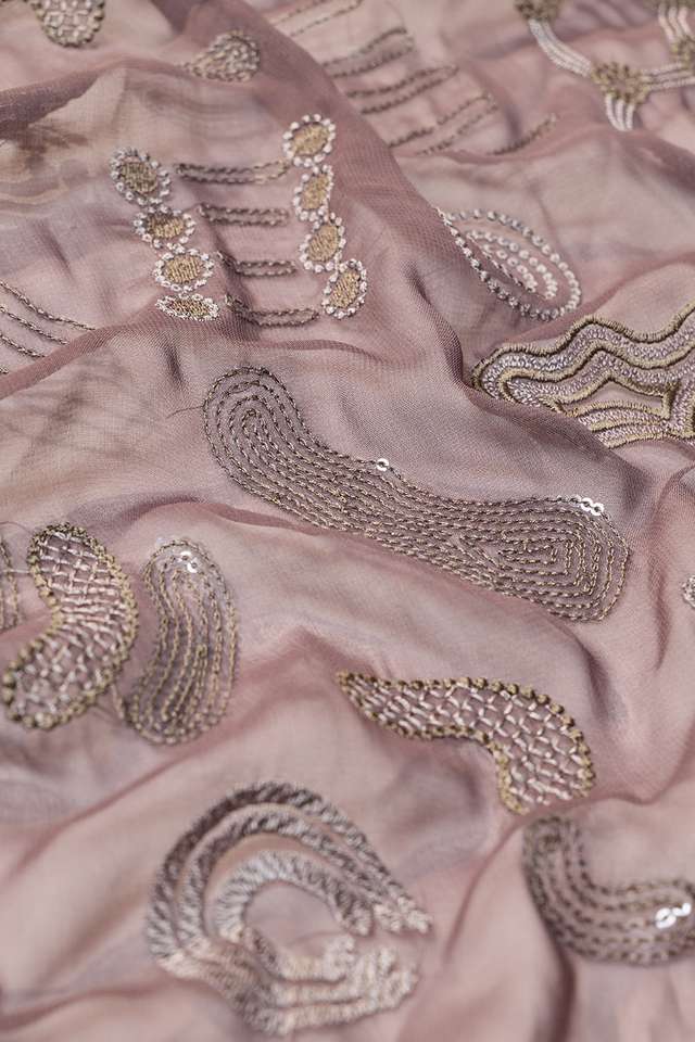 Grey Viscose Georgette Embroidered Saree thumbnail image number null