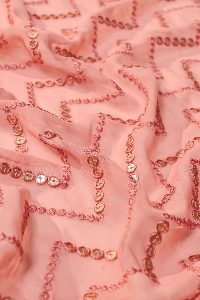 Light Pink Viscose Georgette Embroidered Saree thumbnail image number null