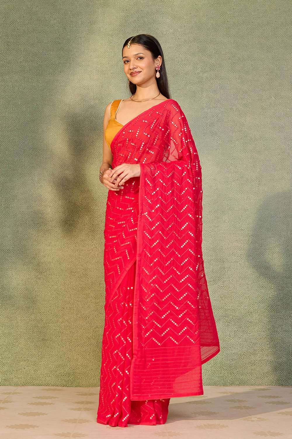 Pink Viscose Georgette Embroidered Saree image number null