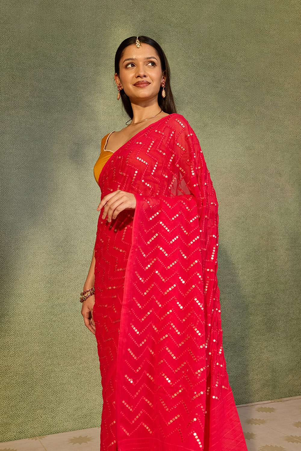 Pink Viscose Georgette Embroidered Saree image number null