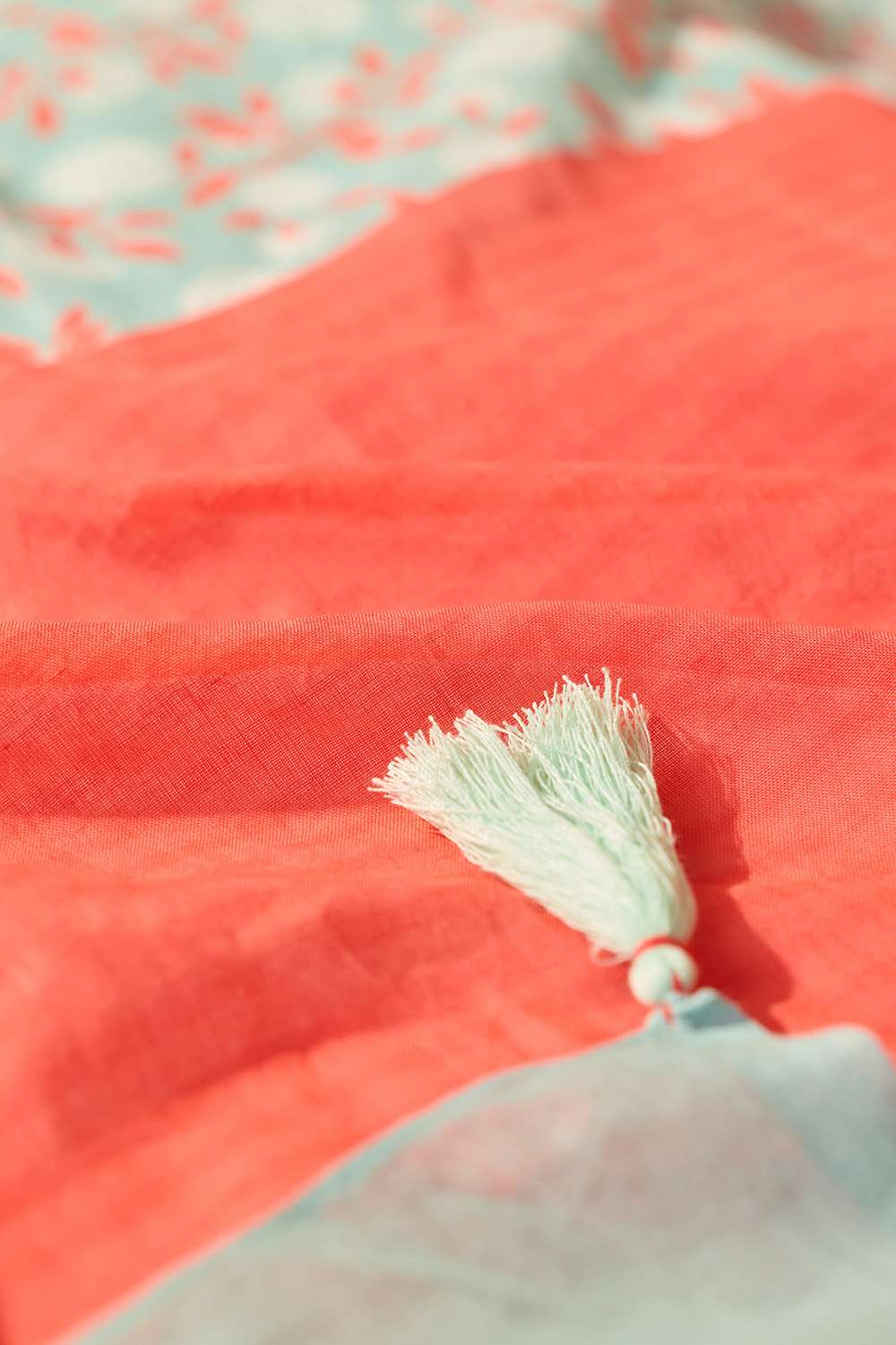 Light Blue Bengal Screen Printed Pure Cotton Mulmul Saree image number null