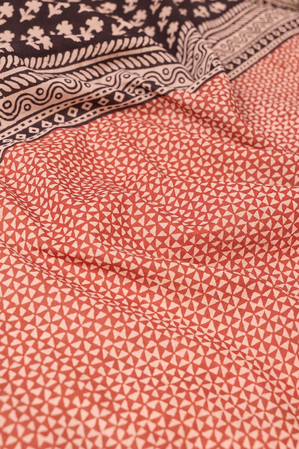 Black Rajasthan Block Printed Pure Cotton Saree image number null