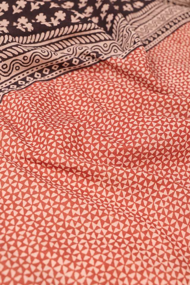 Black Rajasthan Block Printed Pure Cotton Saree thumbnail image number null