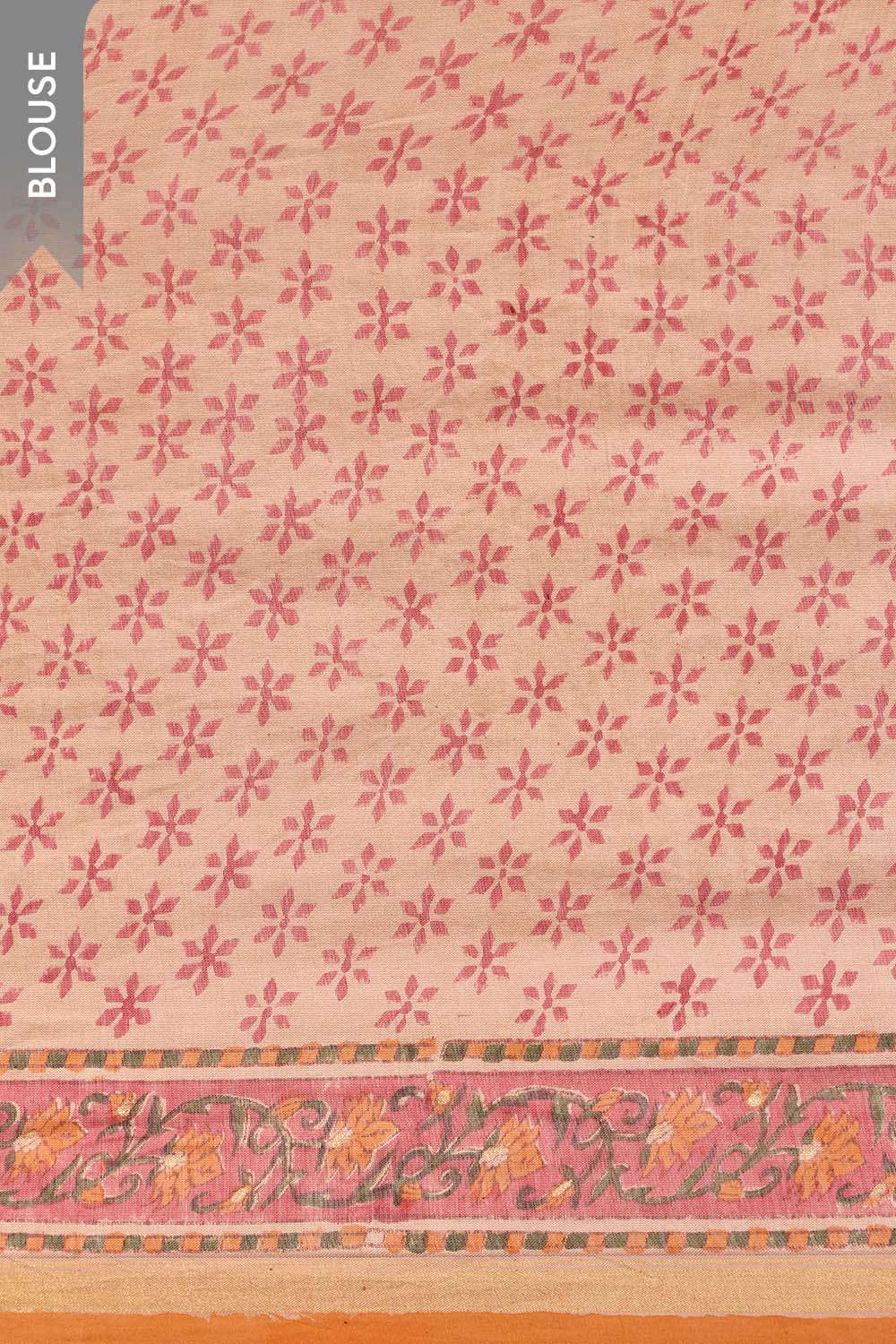 Beige Rajasthan Pure Silk Cotton Printed Sanganeri Saree image number null