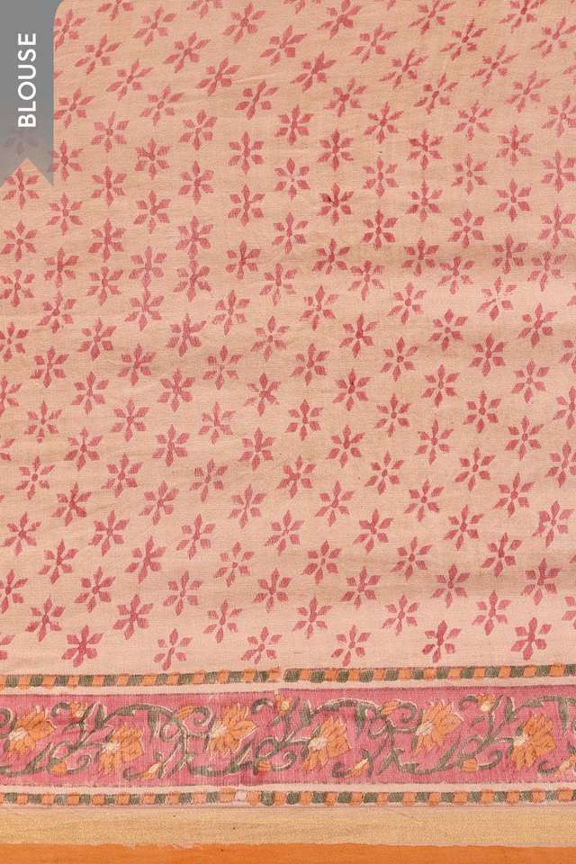 Beige Rajasthan Pure Silk Cotton Printed Sanganeri Saree thumbnail image number null