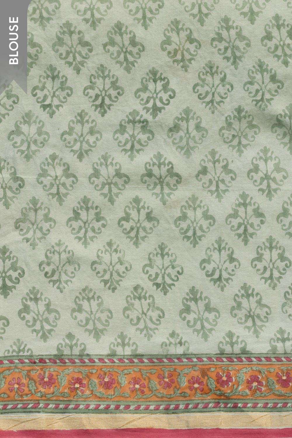 Green Rajasthan Pure Silk Cotton Printed Sanganeri Saree image number null