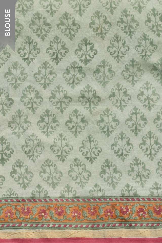 Green Rajasthan Pure Silk Cotton Printed Sanganeri Saree thumbnail image number null