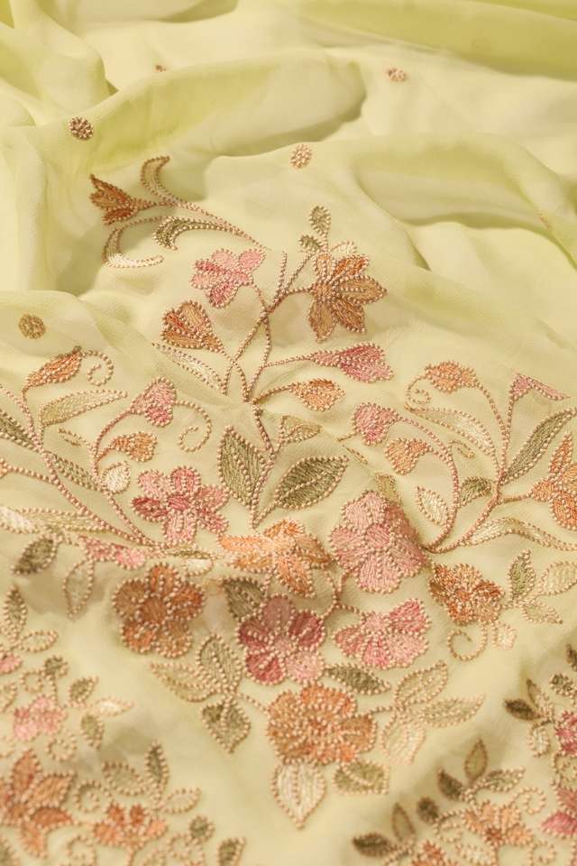 Light Green  Viscose Georgette Embroidered Saree thumbnail image number null