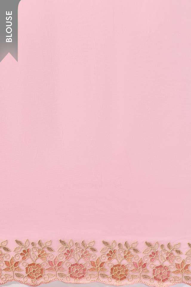 Light Pink  Viscose Georgette Embroidered Saree thumbnail image number null