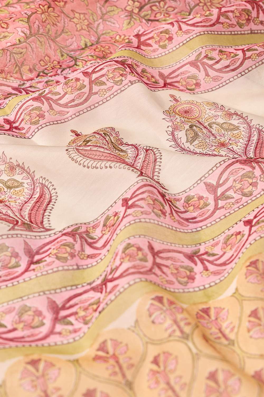Pink Rajasthan Pure Silk Cotton Printed Sanganeri Saree image number null