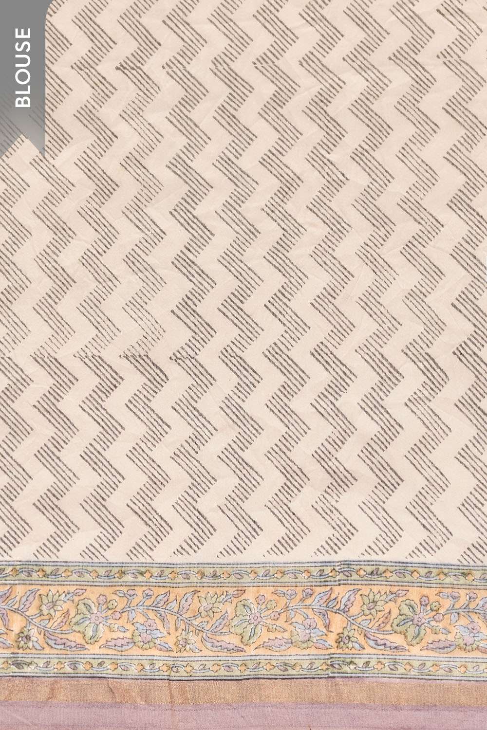 Light Orange Rajasthan Pure Silk Cotton Printed Sanganeri Saree image number null