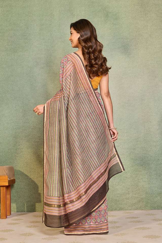 Pink Rajasthan Pure Silk Cotton Printed Sanganeri Saree thumbnail image number null