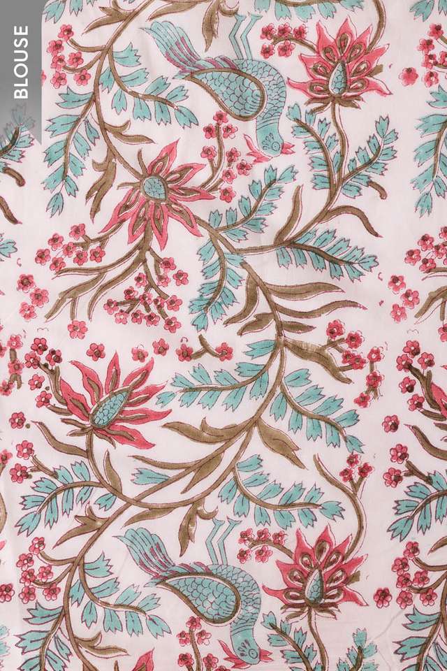 Pink Rajasthan Pure Cotton Printed Sanganeri Saree thumbnail image number null