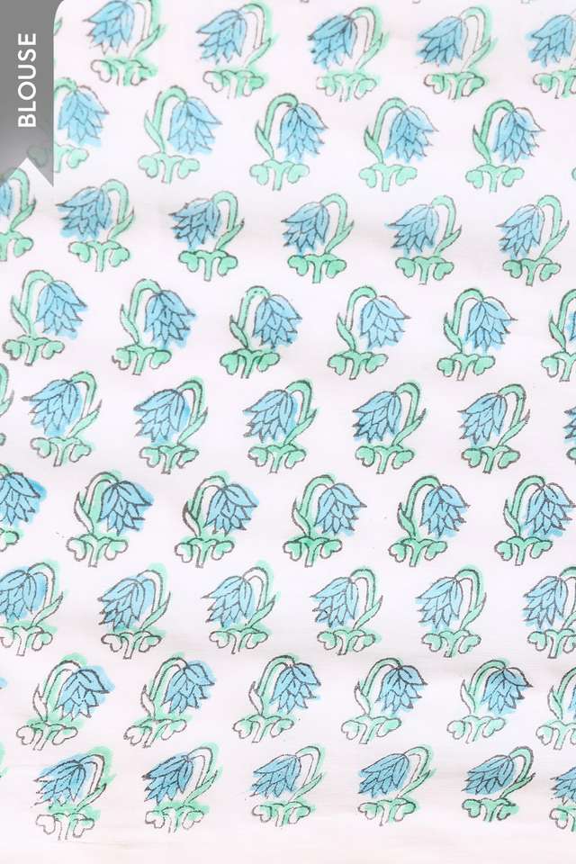 Light Green Rajasthan Pure Cotton Printed Sanganeri Saree thumbnail image number null